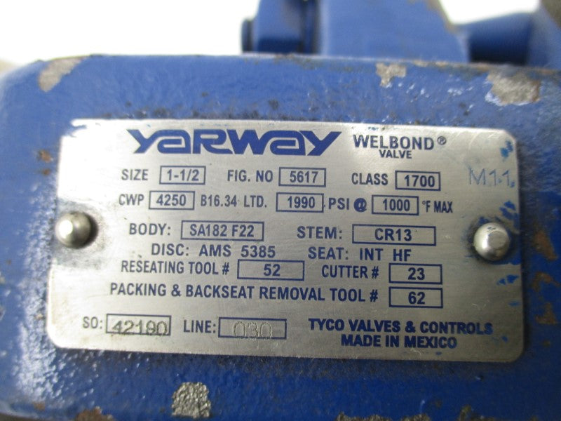 YARWAY 5617 SA182F22 1990PSI 1-1/2" (AS PICTURED) NSNP