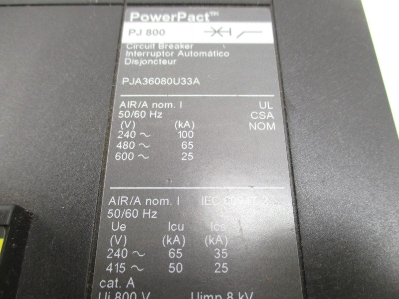 SQUARE D PJA36080U33A SER. 1 600V 800A NSNP
