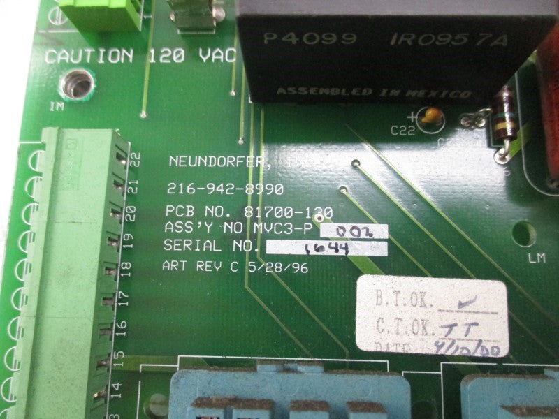NEUNDORFER MVC3-P002 600VAC REV. C UNMP