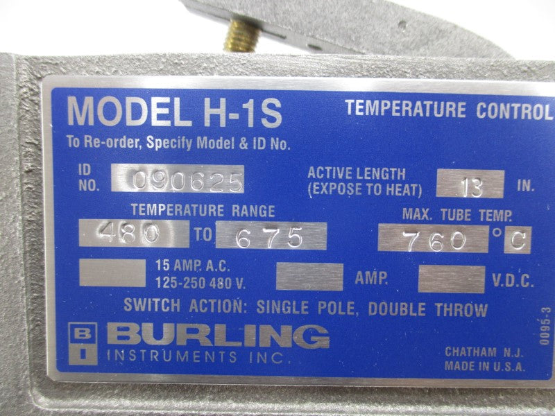 BURLING INSTRUMENTS 090625 H-1S 125-250/480V 15A 13" 480-675'F NSNP