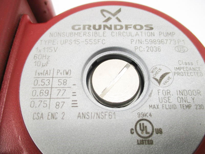 GRUNDFOS 59896773 UPS15-55SFC 115V 0.75A (AS PICTURED) NSMP