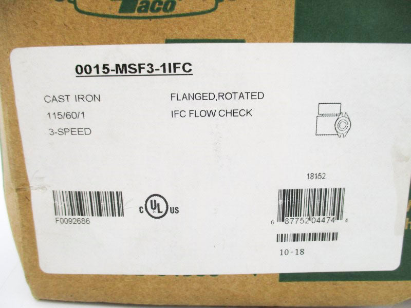 TACO 0015-MSF3-1IFC 0015-IFC 115V 125PSI NSMP