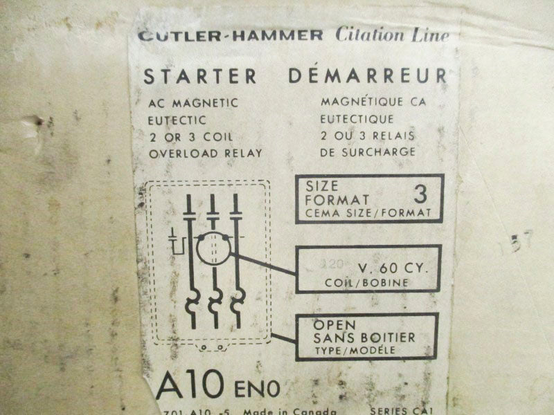 CUTLER HAMMER A10EN0 SER. CA1 110/120V 90A NSMP