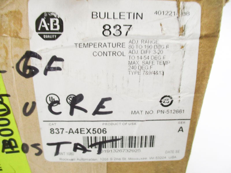 ALLEN BRADLEY 837-A4EX506 SER. A 24-600V NSMP