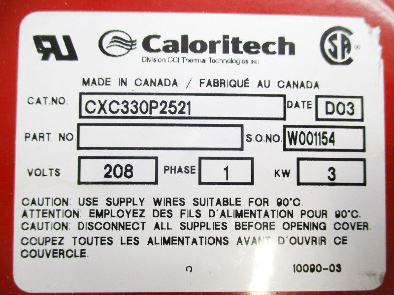 CALORITECH CXC330P2521 208V NSMP