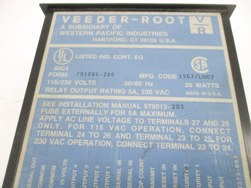 VEEDER-ROOT 791086-200 1567/LN07 115/230V 5A NSNP