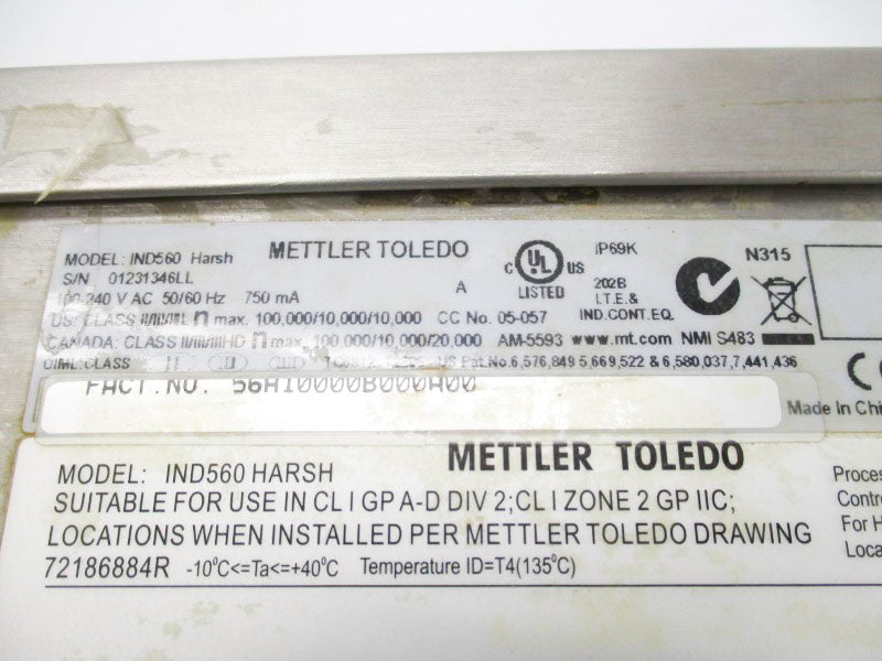 METTLER TOLEDO IND560 HARSH 100-240VAC UNMP