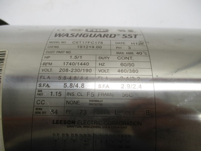 LEESON C6T17FC178 191219.00 208-230/190V 5.8-4.8/4.4A NSNP