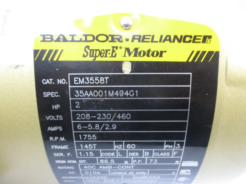 BALDOR EM3558T 35AA001M494G1 208-230/460V 6-5.8/2.9A NSNP