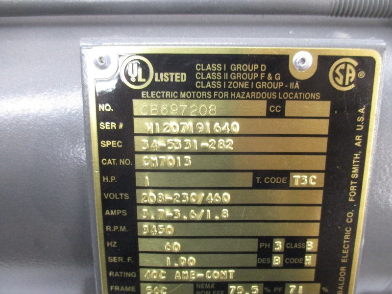 BALDOR CM7013 34-5331-282 208-230/460V 3.7-3.6/1.8A NSNP