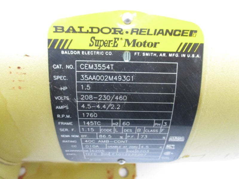 BALDOR CEM3554T 35AA002M493G1 208-230/460V 4.5-4.4/2.2A (AS PICTURED) NSNP