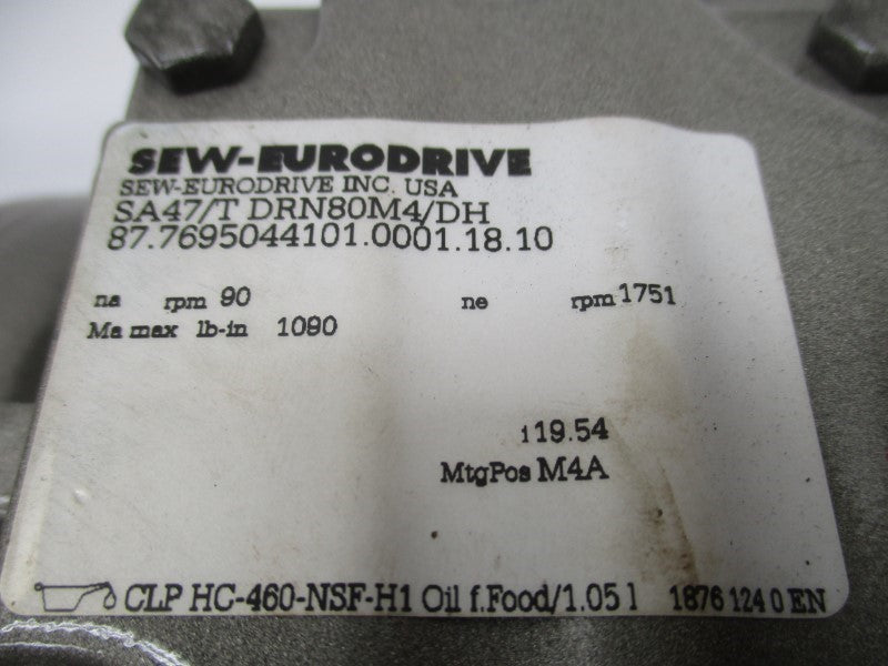 SEW-EURODRIVE SA47/TDRN80M4/DH 230/460V 3.10/1.56A NSNP