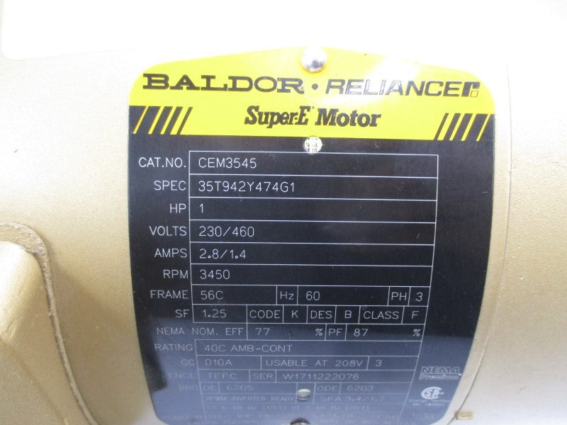 BALDOR CEM3545 35T942Y474G1 230/460V 2.8/1.4A NSNP