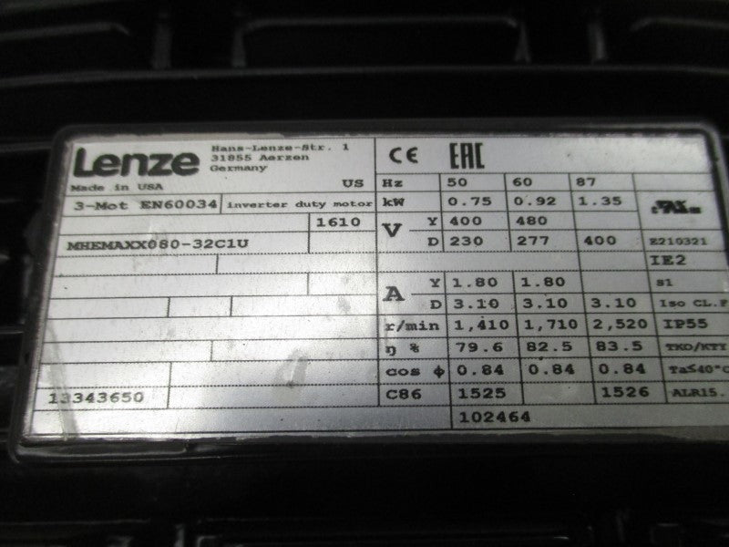 LENZE MHEMAXX080-32C1U 480V 3.10A NSNP