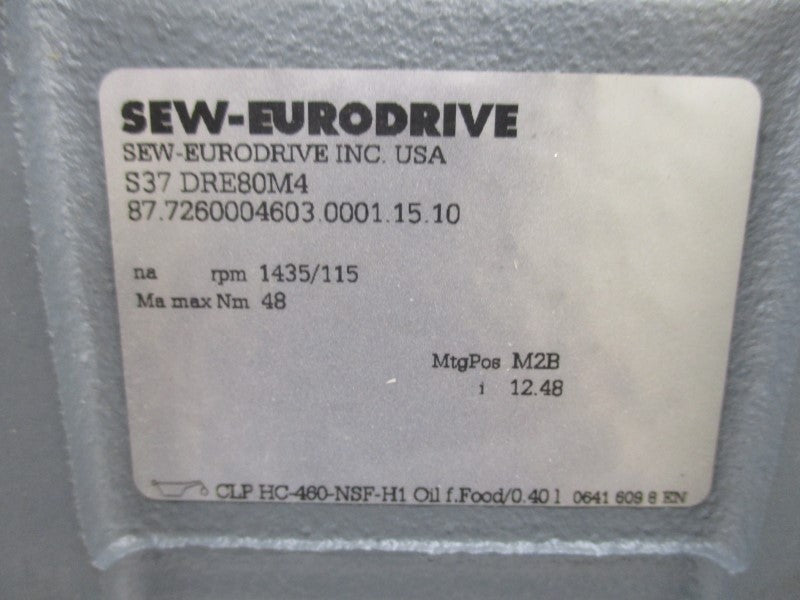 SEW-EURODRIVE S37DRE80M4 480V 1.75A NSNP