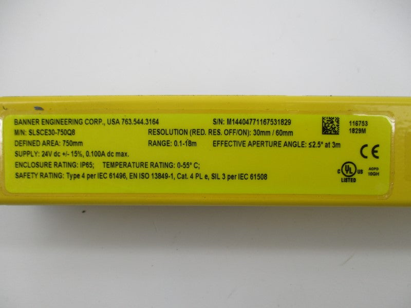BANNER ENGINEERING SLSCE30-750Q8 24VDC 0.100A NSNP