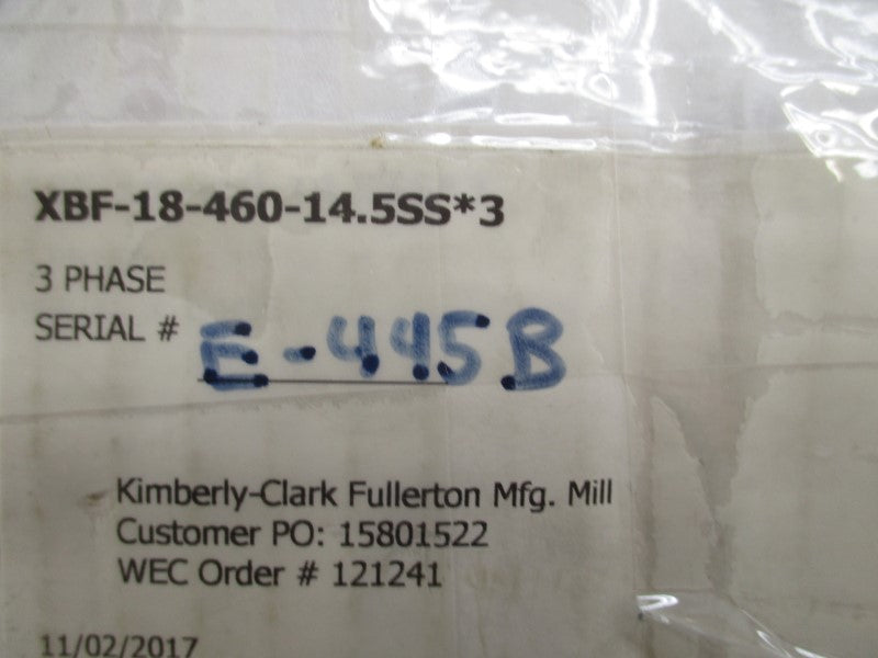 WARREN ELECTRIC XBF-18-460-14.5SS*3 460V 300PSI NSMP