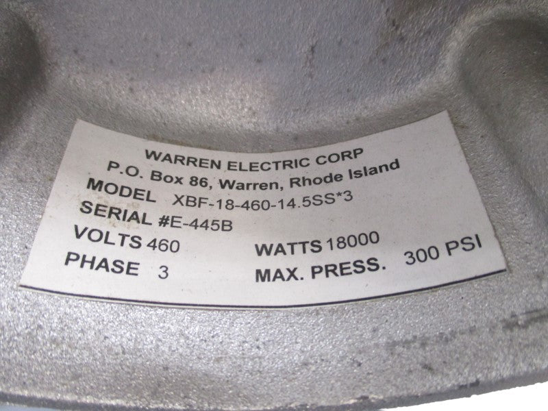 WARREN ELECTRIC XBF-18-460-14.5SS*3 460V 300PSI NSMP