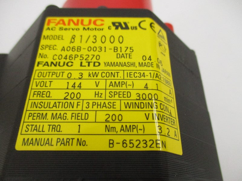FANUC A06B-0031-B175 144V 4.1A NSMP