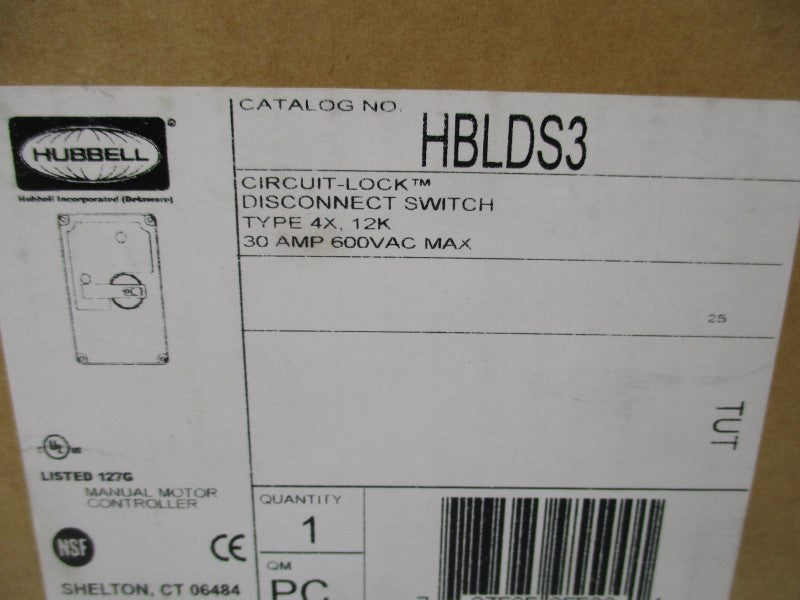 HUBBELL HBLDS3 600VAC 30A NSMP