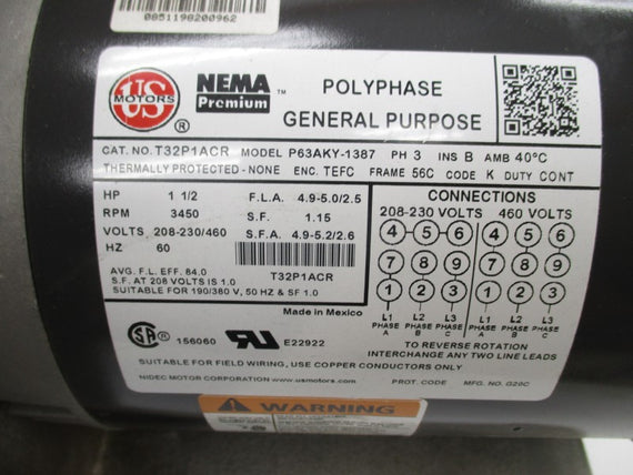 HOWDEN AMERICAN FAN COMPANY AF10-R12026-6 460V 2.5A NSNP
