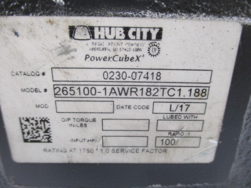 HUB CITY 0230-07418 265100-1AWR182TC1.188  NSNP