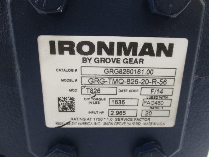 GROVE GEAR GRG8260161.00 GRG-TMQ-826-20-R-56 NSNP