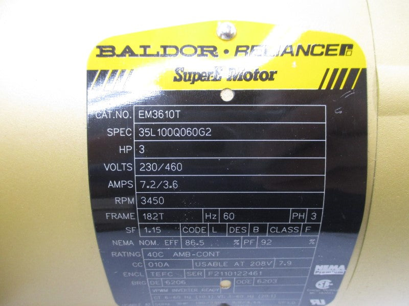 BALDOR EM3610T 460V 3.6A NSNP