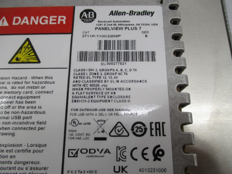 ALLEN BRADLEY 2711P-T10C22D9P SER. B 24VDC NSNP