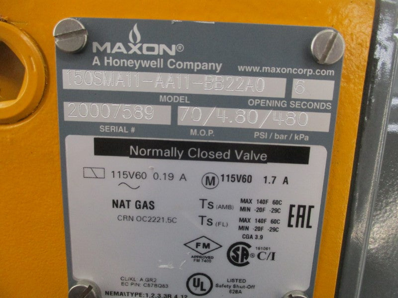 MAXON 150SMA11-AA11-BB22A0 115V 1.7A 70PSI NSNP