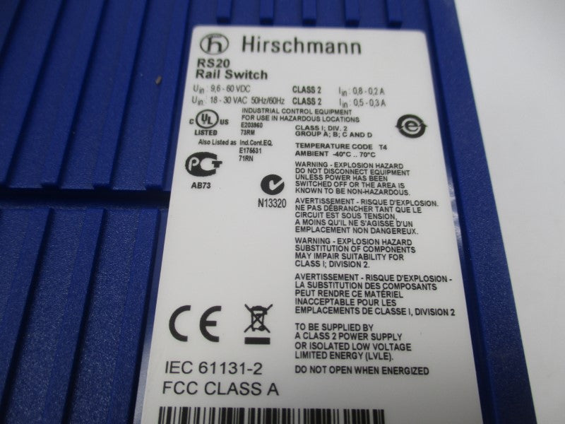 HIRSCHMANN RS20-0800M2M2TDAEHH07.0.02 943434999 18-30VAC NSMP