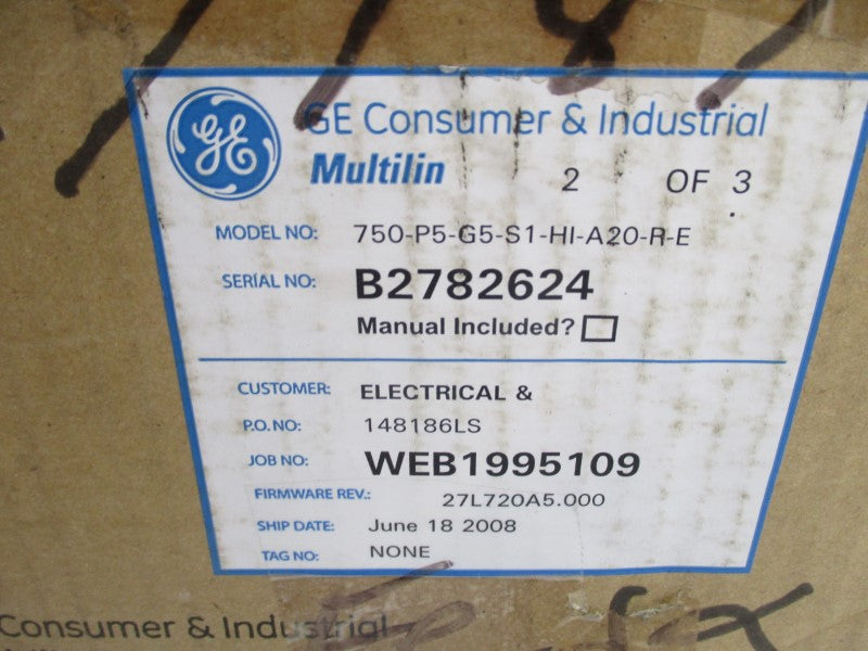 GENERAL ELECTRIC 750-P5-G5-S1-HI-A20-R-E NSMP