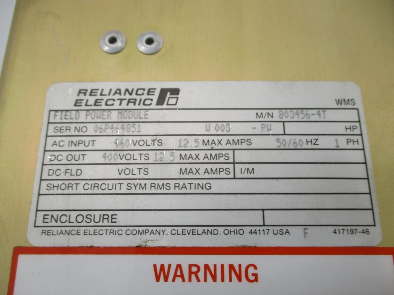 RELIANCE ELECTRIC 803456-4T 460V 12.5A NSNP