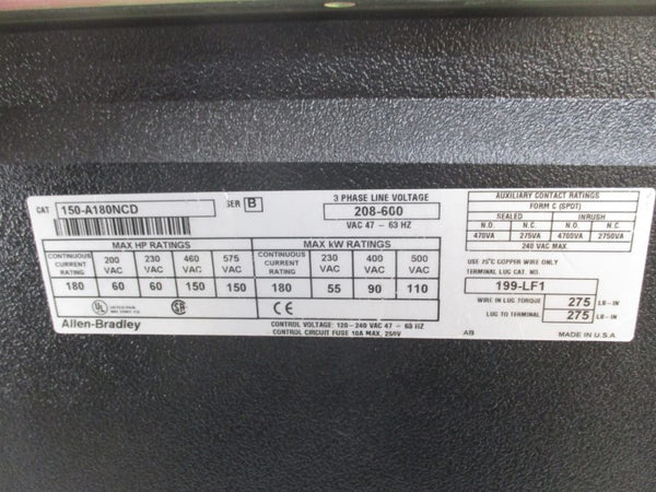 ALLEN BRADLEY 150-A180NCD SER. B 208-600VAC 10A NSNP