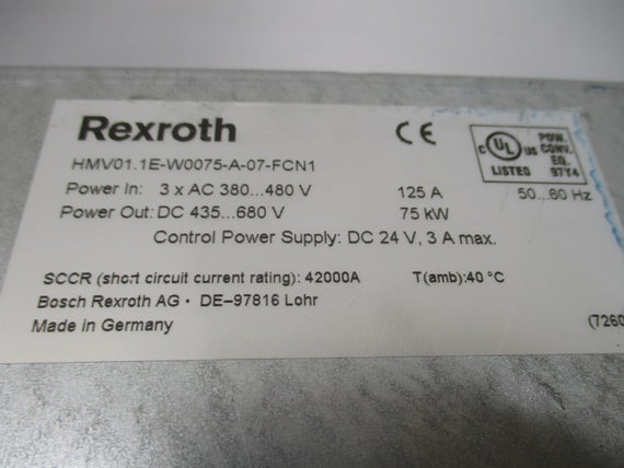 REXROTH HMV01.1E-W0075-A-07-FCN1 R911332026 380-480V 125A NSNP