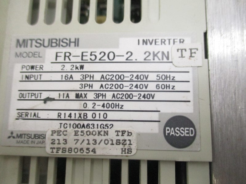 MITSUBISHI FR-E520-2.2KNTF 200-240V 16A (NO COVER) UNMP