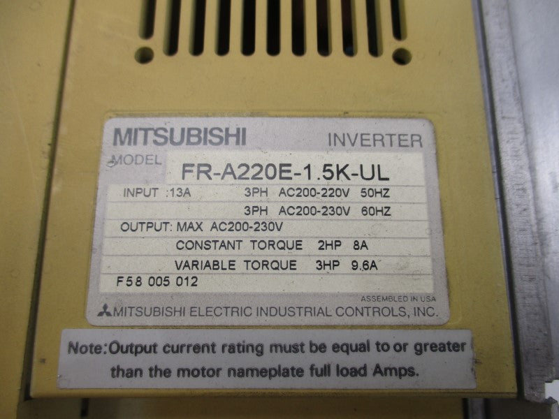 MITSUBISHI FR-A220E-1.5K-UL 200-220V 13A UNMP