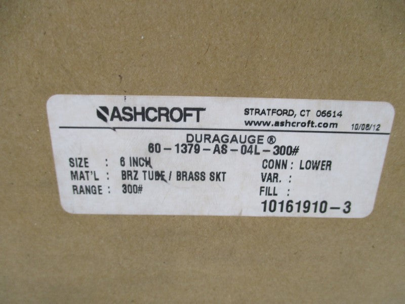ASHCROFT 60-1379-AS-04L-300# 0-300PSI NSMP