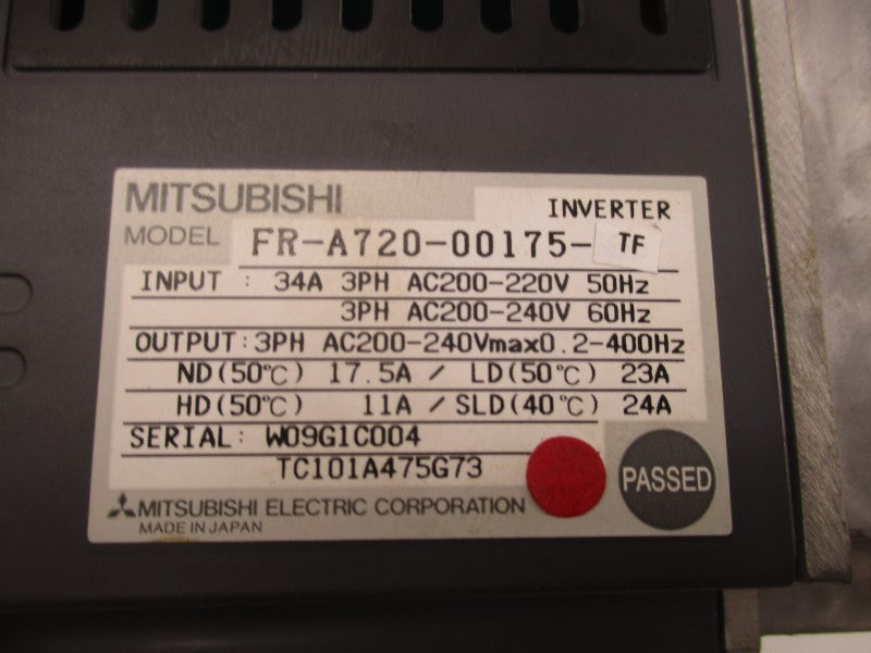 MITSUBISHI FR-A720-00175-TF 220VAC 34A (AS PICTURED)  UNMP