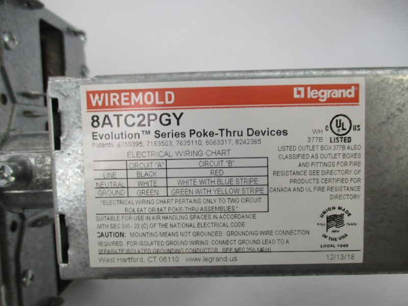 WIREMOLD 8ATC2PGY 8" NSMP