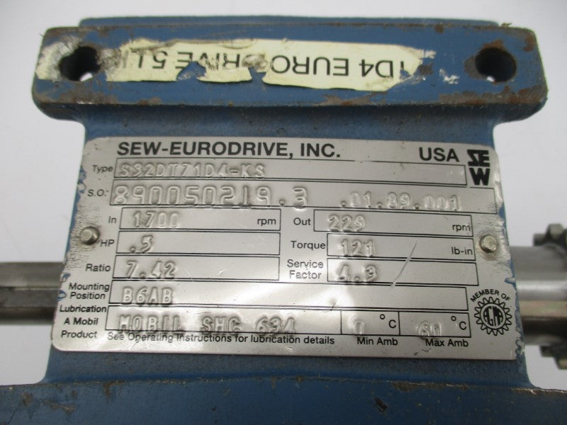 SEW-EURODRIVE S32DT71D4-KS DFT71D4-KS 230YY/460YV 2.15/1.07 UNMP