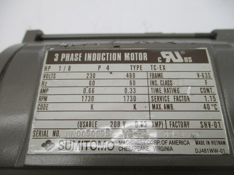 SUMITOMO CNVMS01-6060YC-15 PA064131 230/460V 0.66/0.33A NSNP
