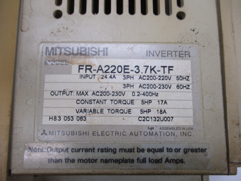 MITSUBISHI FR-A220E-3.7K-TF 200-230V 24.4A UNMP