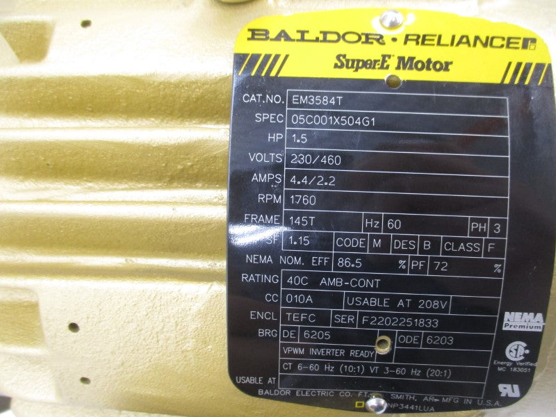 BALDOR EM3584T 230/460V 4.4/2.2A NSNP