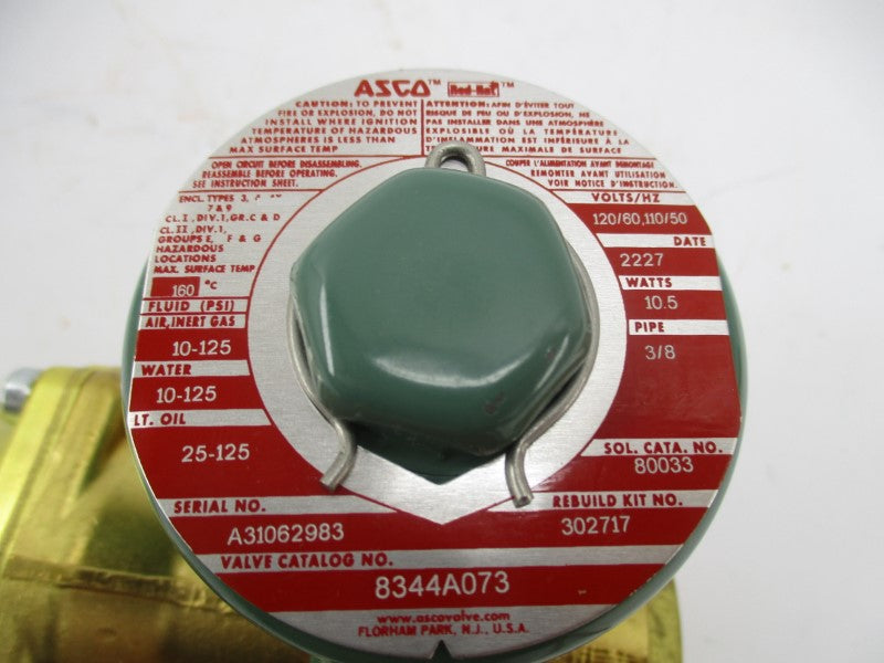 ASCO 8344A073 110/120V 10-125PSI 3/8" NSMP