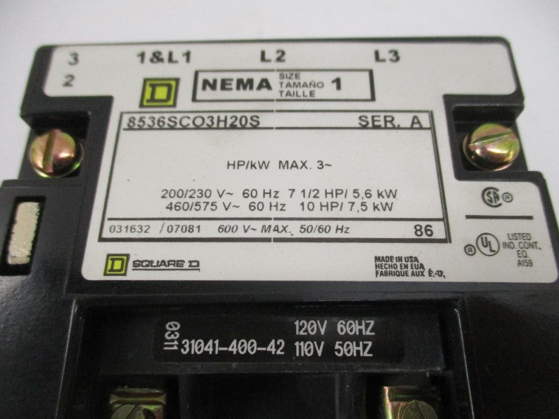 SQUARE D 8536SCO3V02H20S SER. A 110/120V NSMP