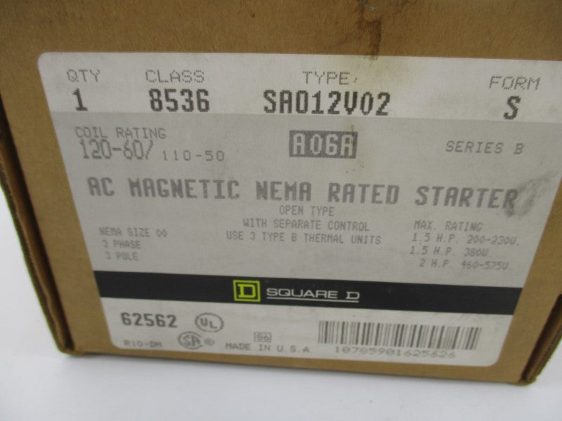 SQUARE D 8536SAO12V02S SER. C 110/120V NSMP