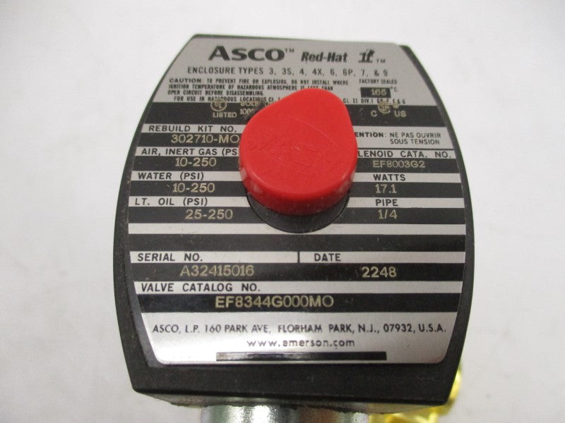 ASCO EF8344G000MO 110/120V 10-250PSI 1/4" NSMP