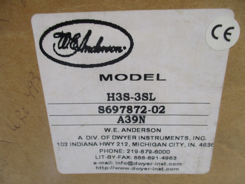 W.E. ANDERSON H3S3SL 250VAC 5A 5-70PSI NSMP