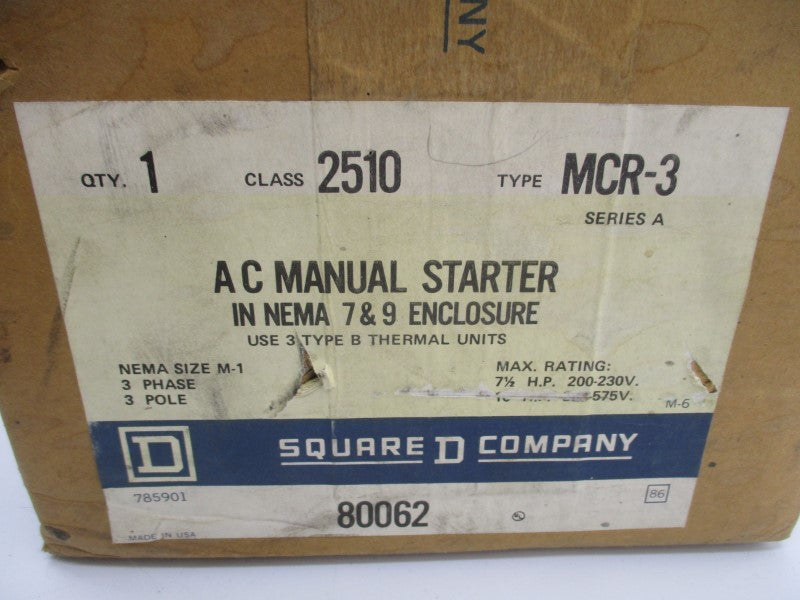 SQUARE D 2510MCR-3 SER. A 600VAC NSMP